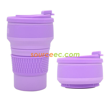 純色折叠矽胶咖啡杯