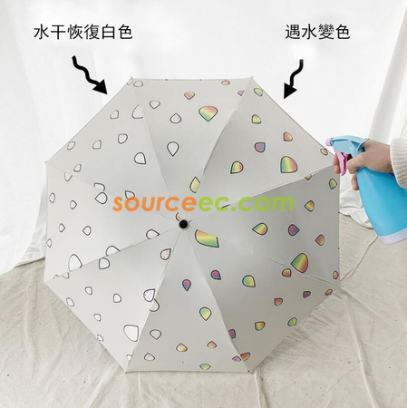 礼品订购21寸遇水变色三折伞广告