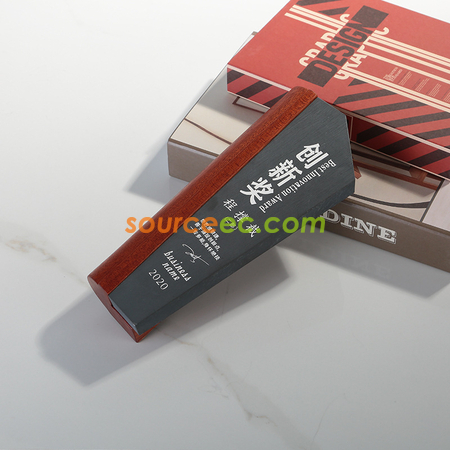 礼品订购实木砚石奖座广告