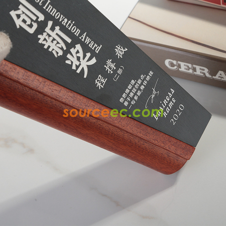 礼品订购实木砚石奖座广告