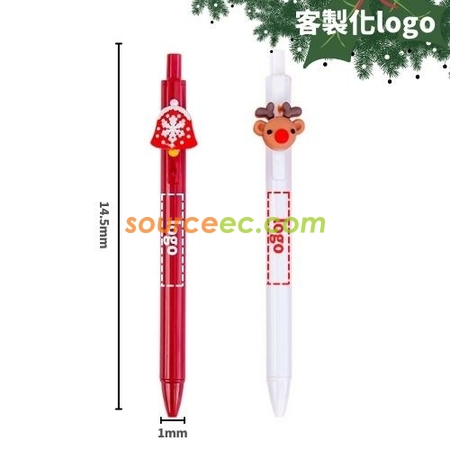 礼品订购圣诞卡通按动中性笔广告
