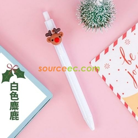礼品订购圣诞卡通按动中性笔广告