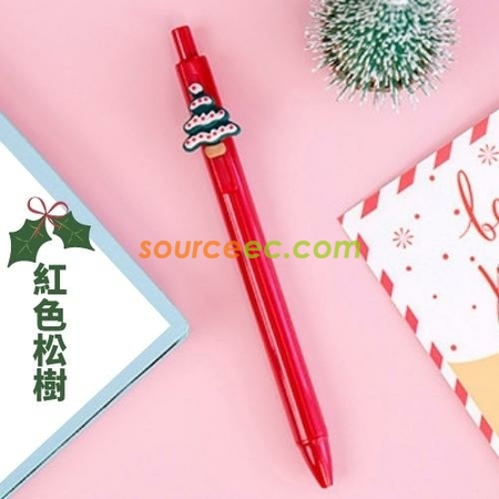 礼品订购圣诞卡通按动中性笔广告