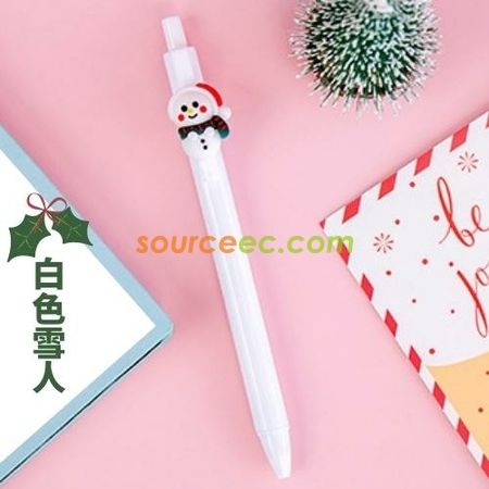 礼品订购圣诞卡通按动中性笔广告