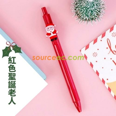 礼品订购圣诞卡通按动中性笔广告