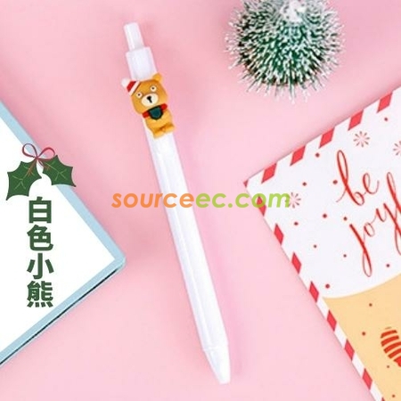 礼品订购圣诞卡通按动中性笔广告