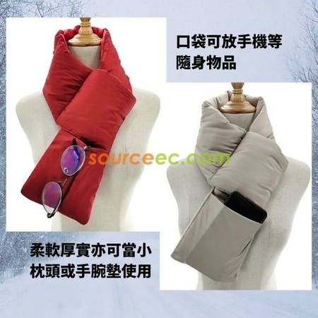 礼品订购日系简约口袋羽绒棉围巾广告