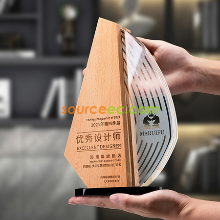 礼品订购实木水晶座广告