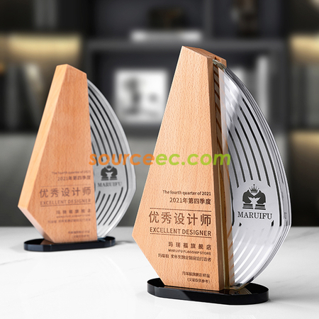 礼品订购实木水晶座广告
