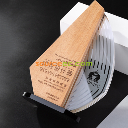 礼品订购实木水晶座广告