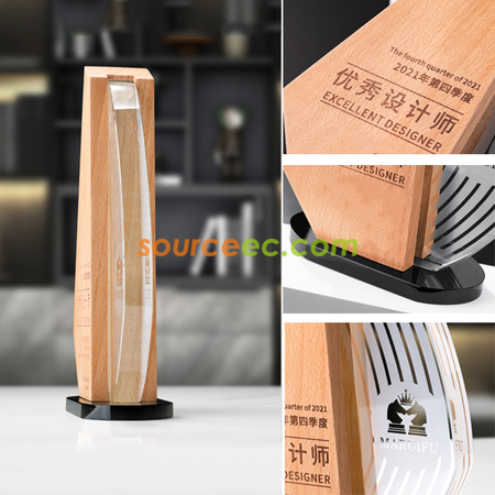 礼品订购实木水晶座广告