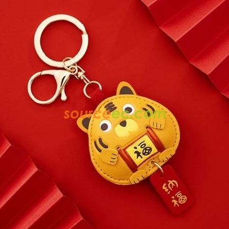 礼品订购皮质乖乖虎钥匙扣广告