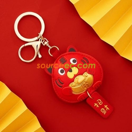 礼品订购皮质乖乖虎钥匙扣广告