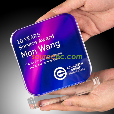 礼品订购白玉水晶奖座广告