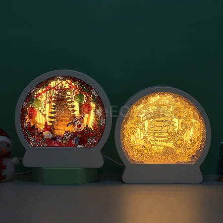 礼品订购圣诞3D光影立体纸雕相框广告