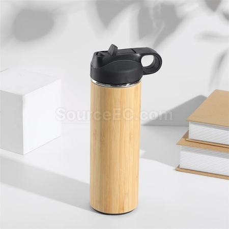 礼品订购手提盖竹壳保温杯广告