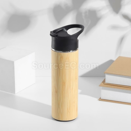 礼品订购手提盖竹壳保温杯广告