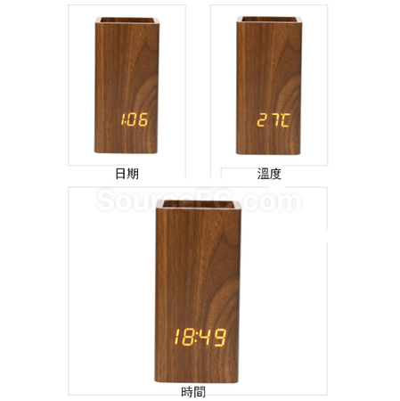 礼品订购木质时钟笔筒 广告