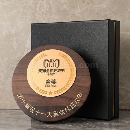 礼品订购黑胡桃木奖牌广告