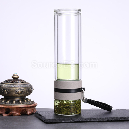 礼品订购便携式茶水分离玻璃杯广告