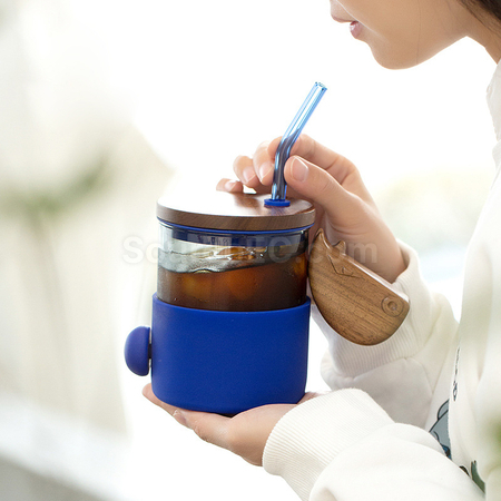 礼品订购简约吸管玻璃杯广告