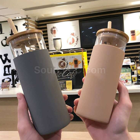 礼品订购竹盖玻璃杯广告