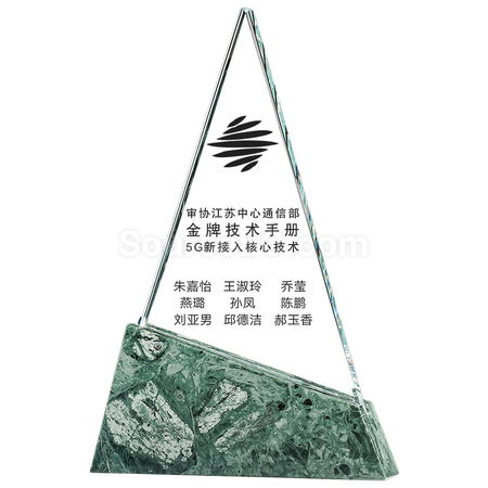 礼品订购创意三角大理石奖座广告