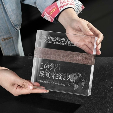 礼品订购创意大理石水晶座广告