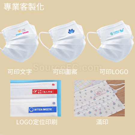 礼品订购订制印花彩色耳绳口罩广告