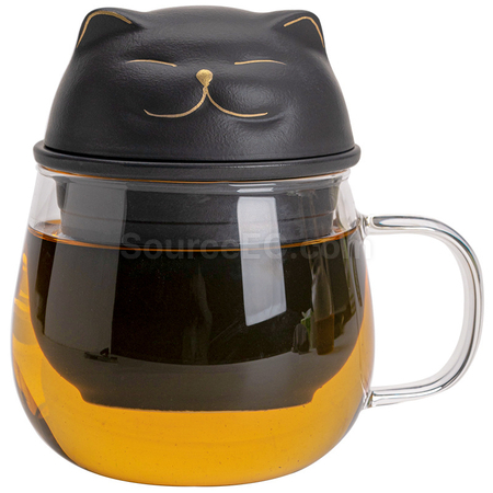 礼品订购招财猫玻璃泡茶杯广告