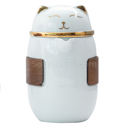 礼品订购招财猫泡茶杯套装广告
