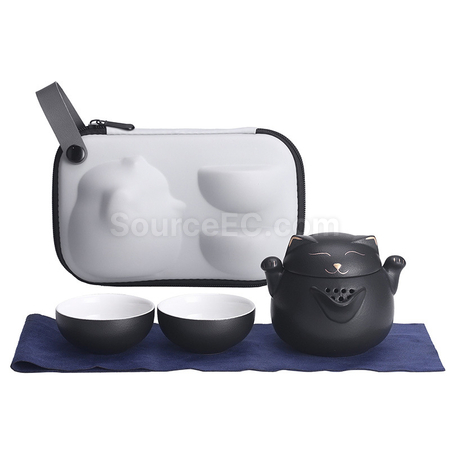 礼品订购招财猫泡茶杯套装广告