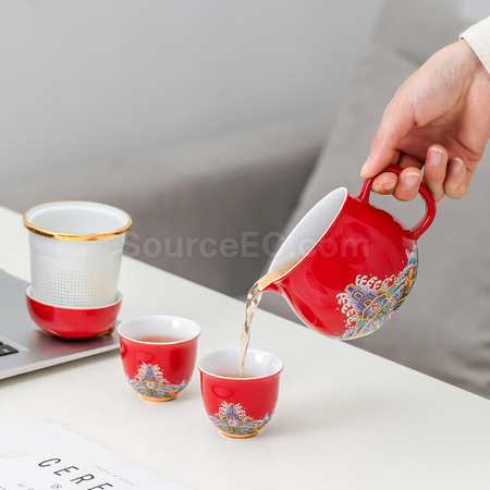 礼品订购招财猫泡茶杯套装广告