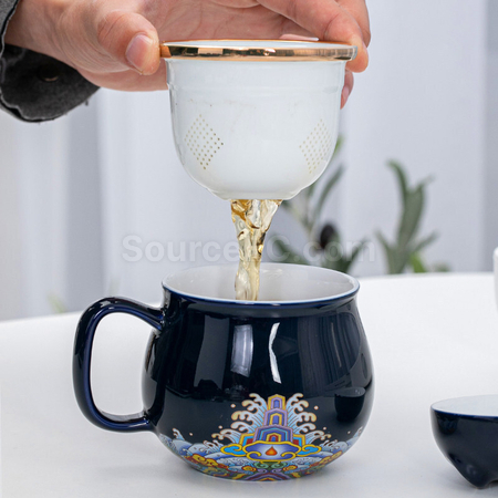 礼品订购招财猫泡茶杯套装广告