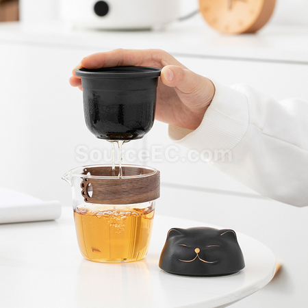礼品订购招财猫泡茶杯套装广告
