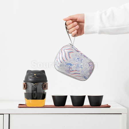 礼品订购招财猫泡茶杯套装广告