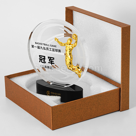礼品订购创意篮球水晶奖杯广告