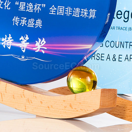 礼品订购月亮木质水晶奖座广告