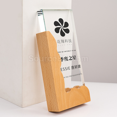 礼品订购木质水晶奖座广告