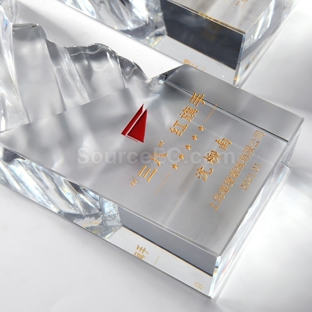 礼品订购不规则水波纹水晶奖座广告
