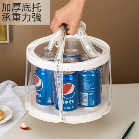 礼品订购圆形全透明蛋糕包装盒广告