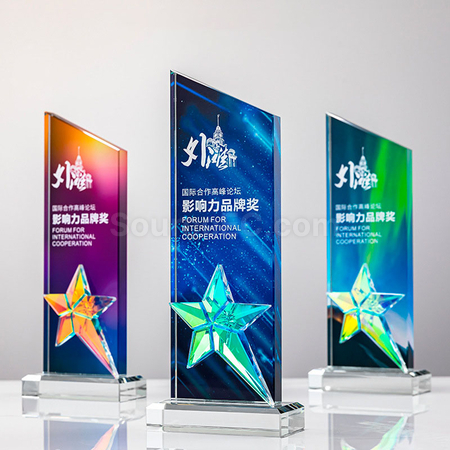 礼品订购炫彩水晶奖座广告