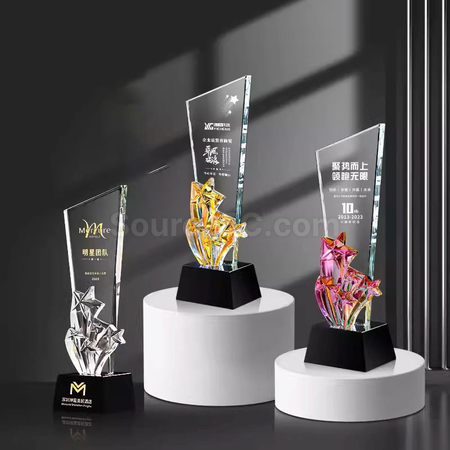 礼品订购炫彩水晶奖座广告