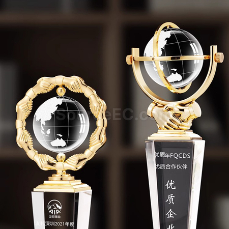 礼品订购水晶球金属奖杯广告