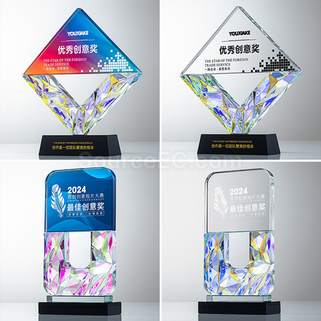 礼品订购炫彩水晶奖座广告