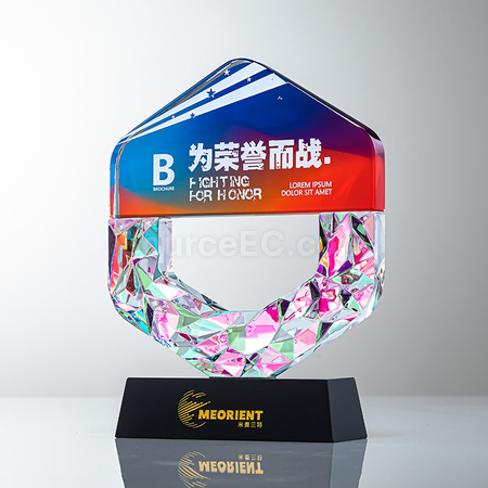 礼品订购炫彩水晶奖座广告
