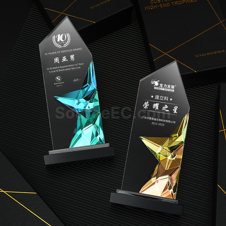 礼品订购炫彩水晶奖座广告