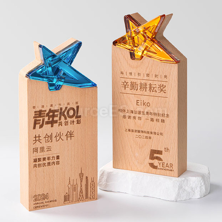 水晶实木奖杯