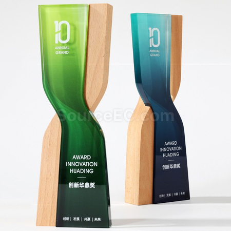 礼品订购实木水晶奖座广告