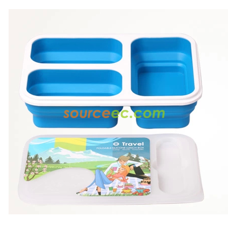 礼品订购折叠矽膠便当饭盒广告